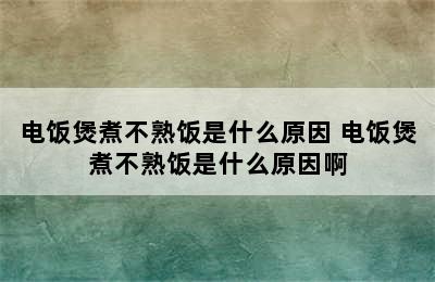 电饭煲煮不熟饭是什么原因 电饭煲煮不熟饭是什么原因啊